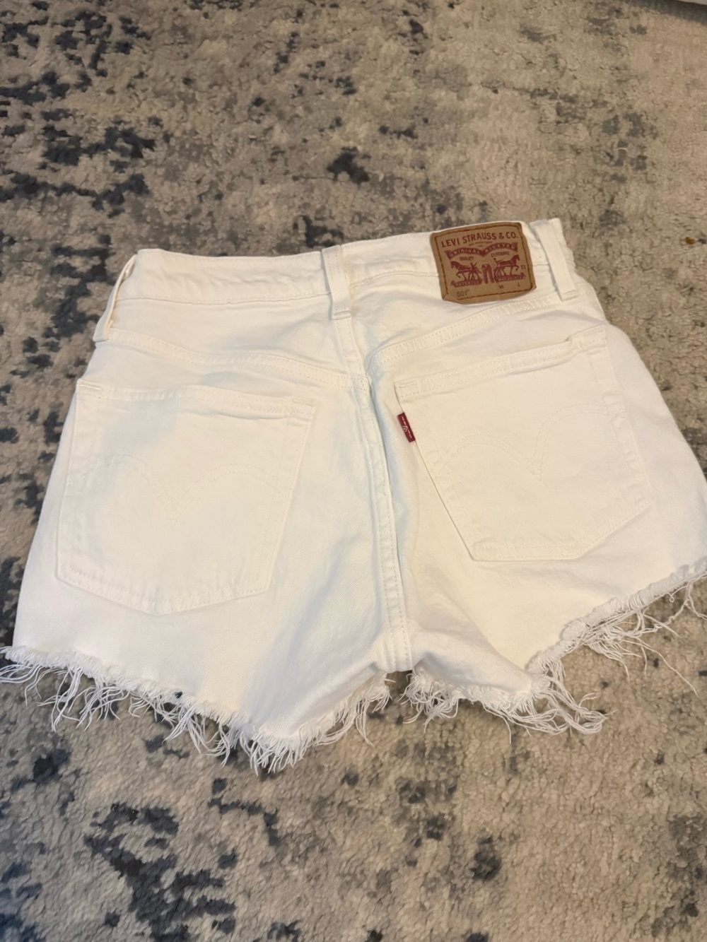 Levi White Frayed Hem Women's Denim Shorts - Picture 7 of 7